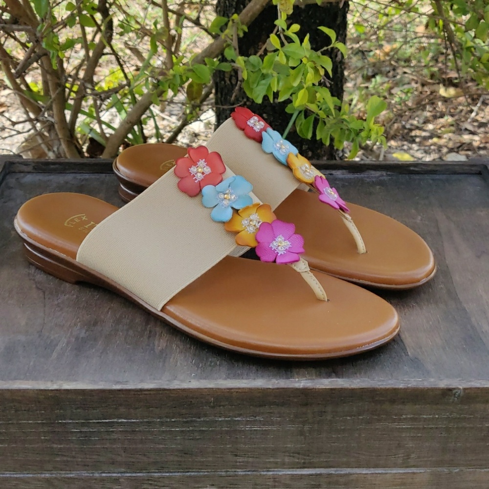 Italian Floral Spring Thong Slip On Sandals